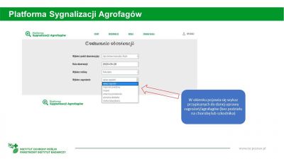 Korzystanie z Platformy Sygnalizacji Agrofagów przez Sygnalizatora 11