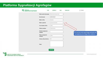 Korzystanie z Platformy Sygnalizacji Agrofagów przez Sygnalizatora 12
