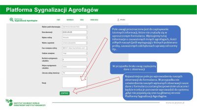 Korzystanie z Platformy Sygnalizacji Agrofagów przez Sygnalizatora 18